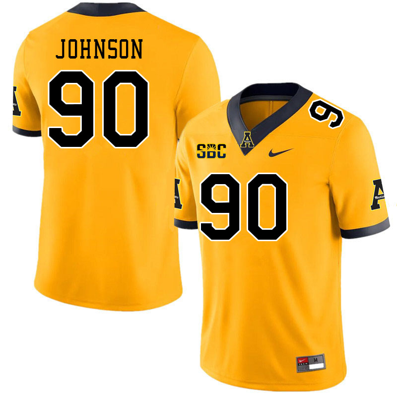Men #90 Nate Johnson Appalachian State Mountaineers College Football Jerseys Stitched Sale-Gold